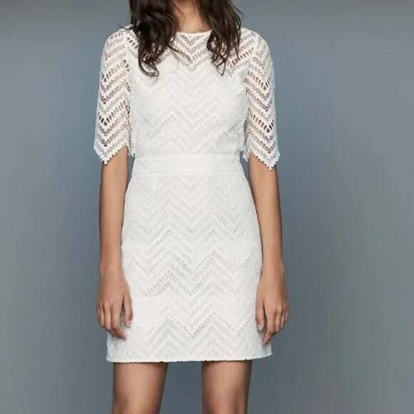 Maje Women’s Lace Asymmetrical Sleeves Rosalba Dress Size 3 US Large NEW - Picture 1 of 15